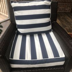 Nautica Home Navy and White Striped Patio Cushions (Set of 2)