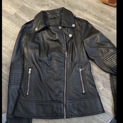 Guess Black Vegan Faux Leather Moto Jacket Womens Size XS NEW 