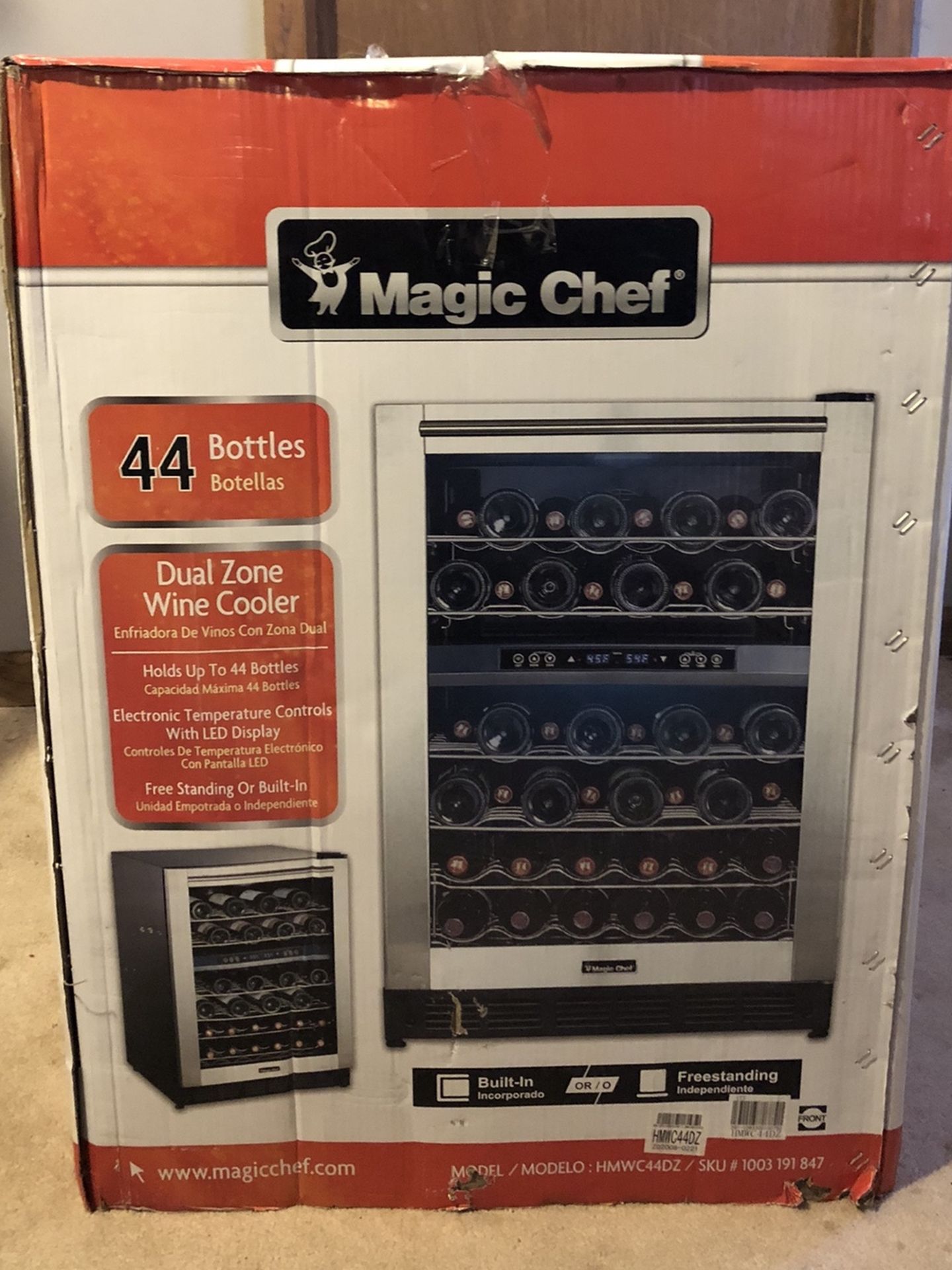 New Magic Chef 44 Bottle Dual Zone Wine Cooler in Stainless Steel