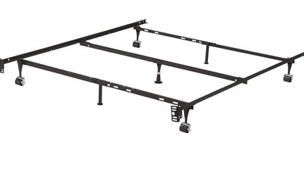 Metal Bed Frame with Wheels and Center Support