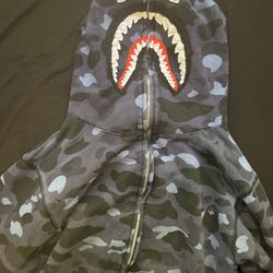 Bape Blue Camo Navy Shark full zip up hoodie A Bathing Ape Size XL Light Use OG