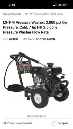 Gas Powered 2.5gpm Pressure Washer