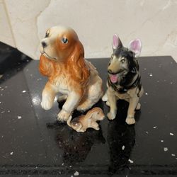 Set of 3 Vintage Porcelain Dog Figurines