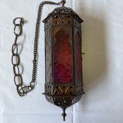 Colorful Metal Moroccan Hanging Lantern Votive  Candle Holder 