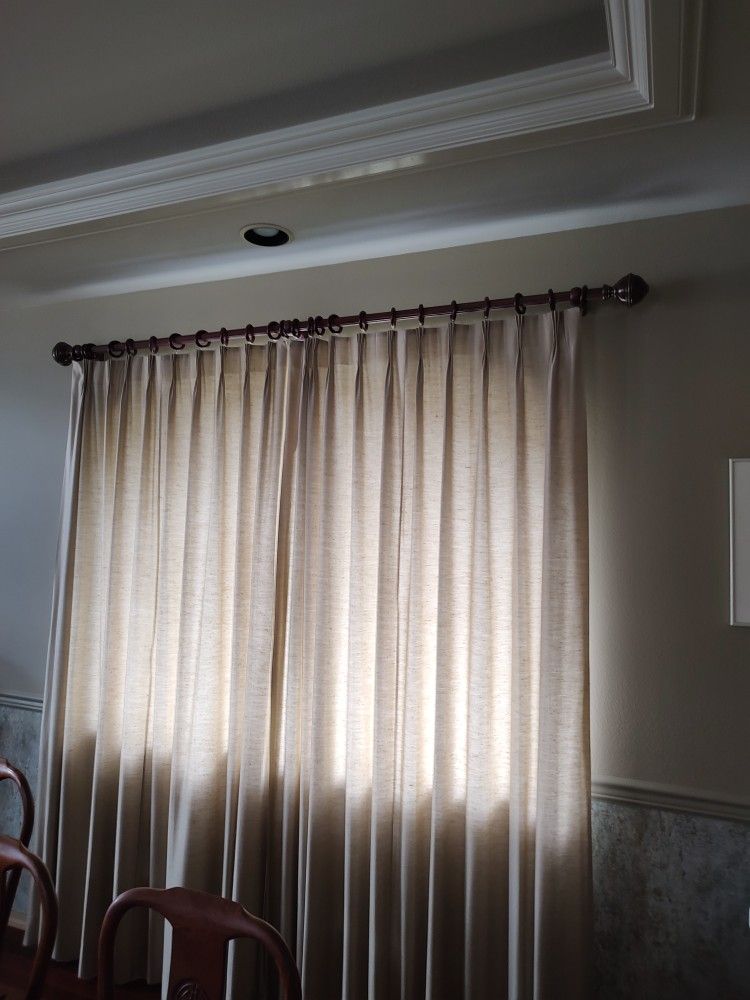 Free Curtain Rod With Decorative Finials  Mohagany Tone