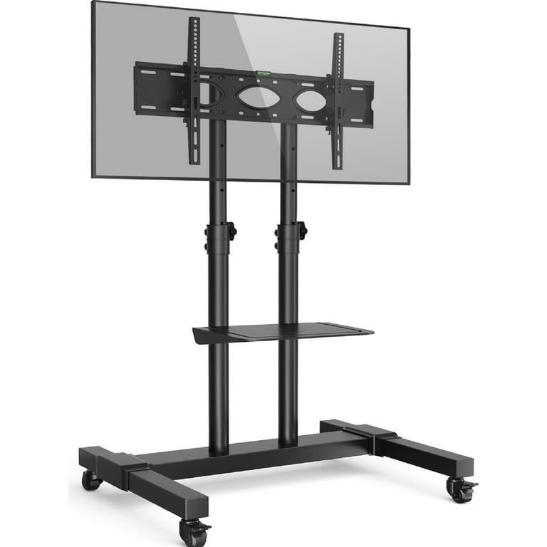 Tall Rolling TV Stand with Wheels for 32 to 85 Inch Flat Panel TVs Tilt, Black Mobile TV Cart