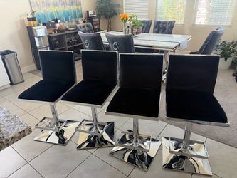 Set of 3 Modern Black Velvet Bar Stools – Chrome Base