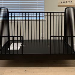 Crate&Barrel Larkin Black Metal Convertible Baby Crib