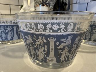 Vintage Jeannette Glass Wedgwood Grecian Dessert Cups