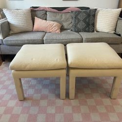 Ivory Upholstered Ottomans/ Coffee Table