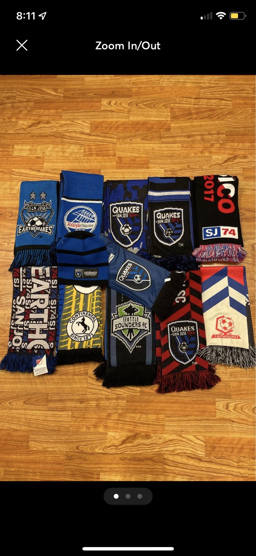 Lot of 16 San Jose Earthquakes Game Day Scarfs + one Beanie