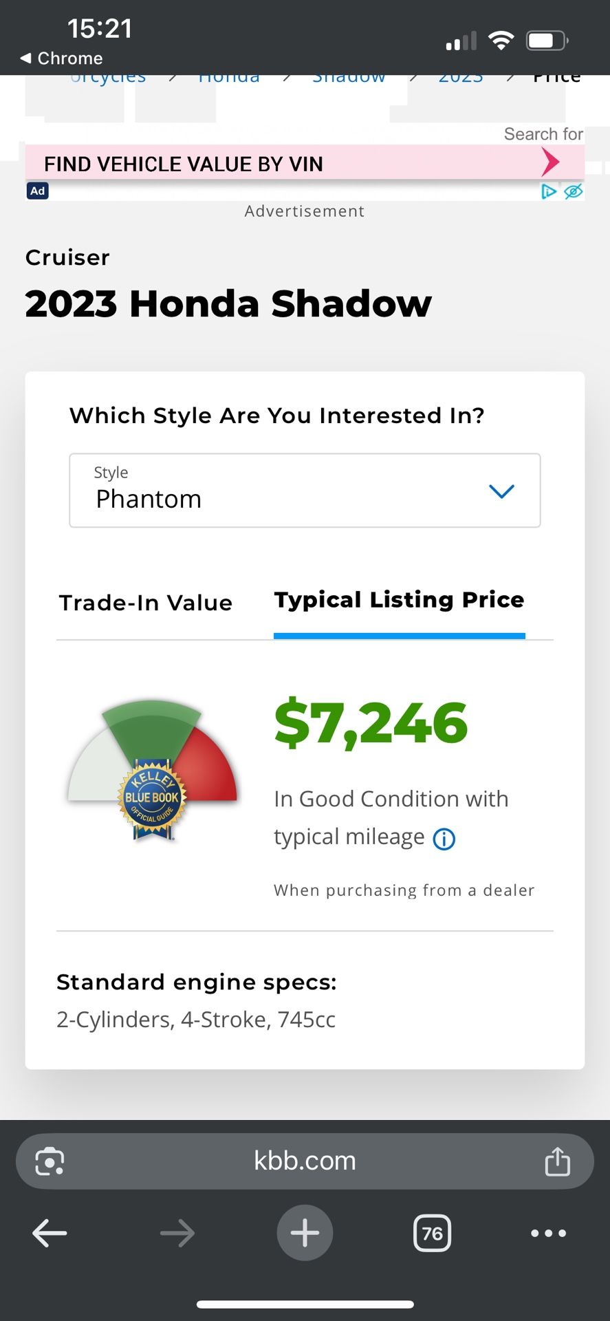 2023 Honda Shadow Phantom 750