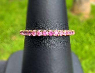 Jewelry SPARK 18k solid rose gold pink sapphire stone 0.60CTW wedding band ring size 6.00