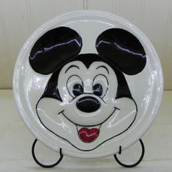 Vintage Mickey Mouse Hand Painted Ceramic Plate 1986