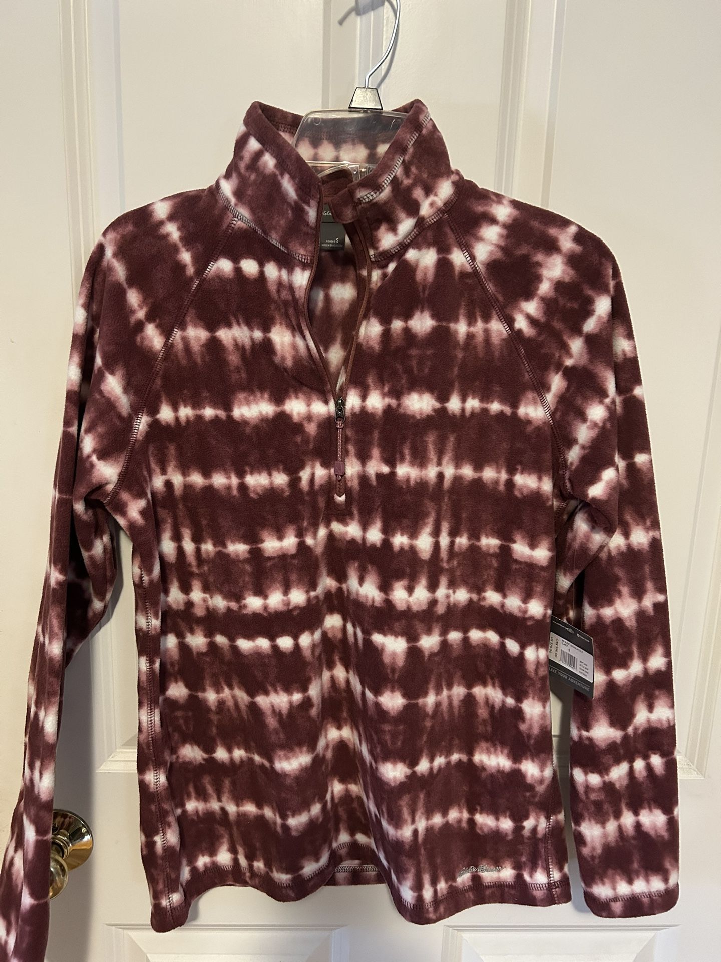 Ladies’ Eddie Bauer Rust Colored Tie Dye 1/4 Zip Fleece Pullover - Size Small Brand New w/ Tags