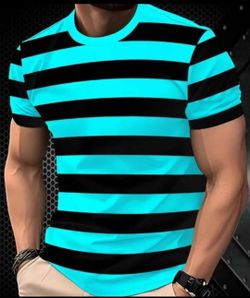 Striped Green Men's T-Shirt M