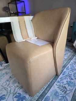 Watson & Whitely Upholstered Dining Chairs with Casters Set of 2, Armless Modern Rolling Dining Chairs with Removable Rollers, Leather Dining Room Cha