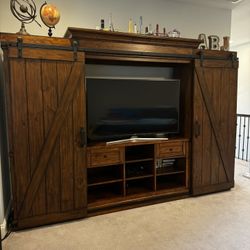Barely Used Entertainment Center and Curved TV