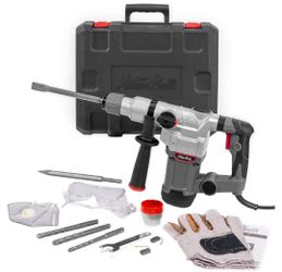1400W Electric Rotary Hammer SDS Plus Drill Swivel Adjustable Handle Drilling With Flat Chisels, Point Chisels and 3 Drill Bits Carrying Case
New