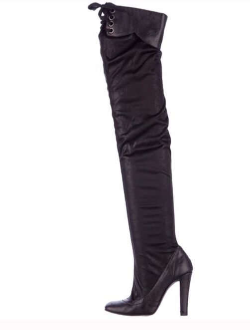Stella McCartney high heel/thigh high boots lace up black