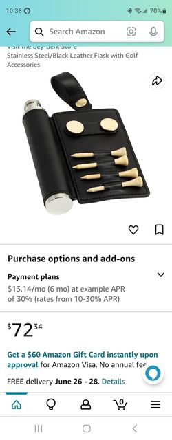 Stainless Steel/Black Leather Flask  