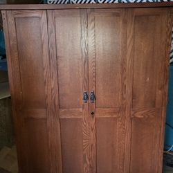 Solid Cherry Wood Armoire Office Desk/ Perfect Size W/Power Hookup 