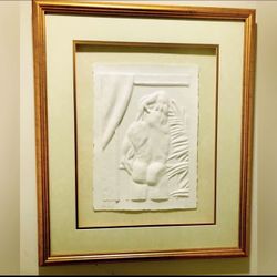 Rare Bauer Cast Paper Relief Sculpture Man Portrait Limited Edition Signed 