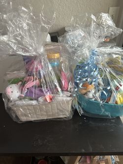 Wrapped Baby Gift Basket pink one sold