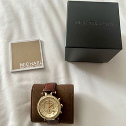 Michael Kors Women’s Brown Leather Strap Watch