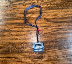 Supreme SS22 Fat Tip Jacquard Denim Airpod Case Headphones Pouch Blue Denim