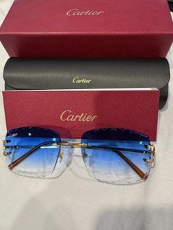 Blue Gold Cartier Diamond Cut  Sunglasses 