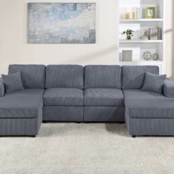 New Dark Or Light Gray Double Chaise Sectional Sofa Couch 