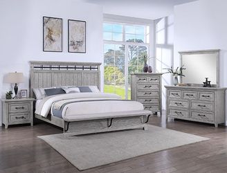 Bedroom set 4 pc Queen size Grey finish, New Especial price