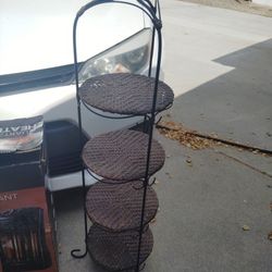 4 Tier Shelf With Black Rod Iron