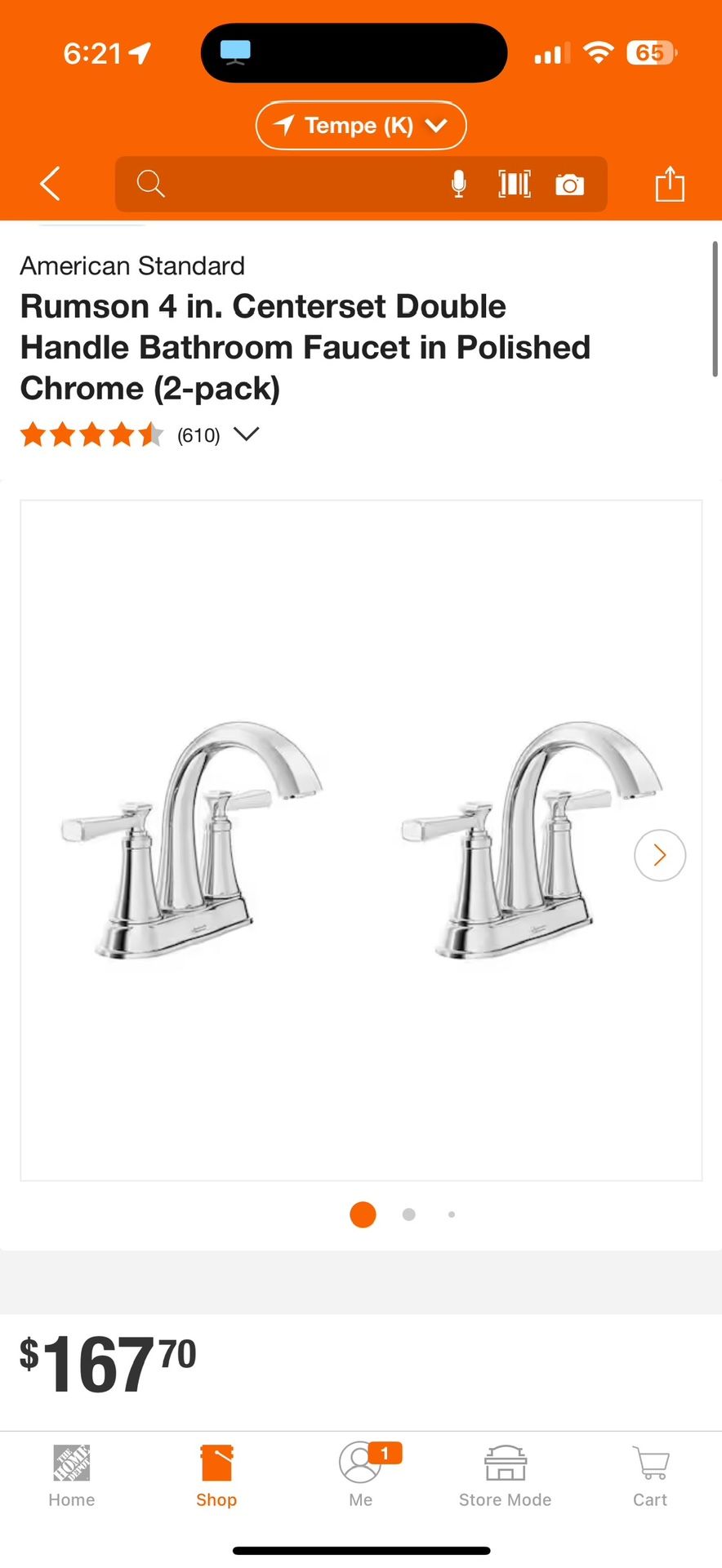 American Standard Rumson 4 in. Centerset Double Handle Bathroom Faucet in Polished Chrome (2-pack) $79