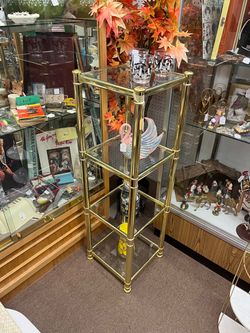 MCM Vintage Brass Glass Shelf
