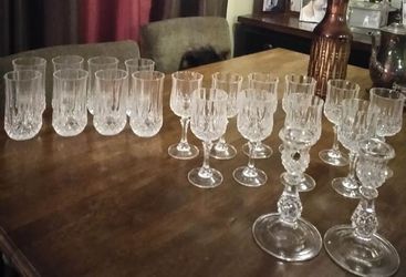 Crystal drinking glasses and wine glasses