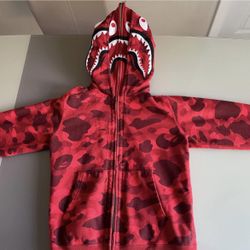 BAPE Red Camo Double Shark Full Zipup Hoodie