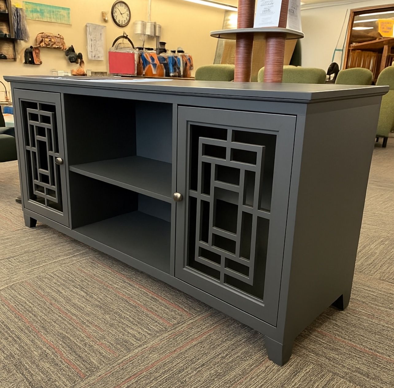 Tv stand 60” Sideboard Buffet Table with 2 Doors, Storage Cabinet with Adjustable Shelves,Gray , New
