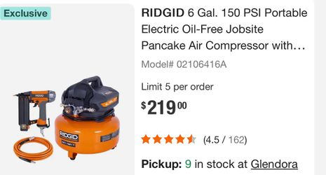 6 Gal. 150 PSI Portable Electric Oil-Free Jobsite Pancake Air Compressor with 25 ft. Air Hose and 18GA Brad Nailer