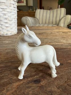 Blanc de Chine Porcelain White Horse Standing and Looking Figurine