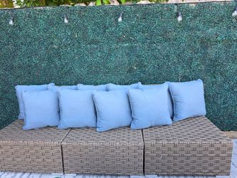 NEW Light blue Sunbrella decorative pillows 2× $25