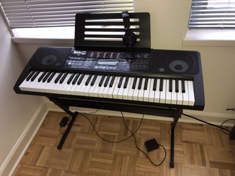 RockJam 61 Key Teaching Keyboard with Stand, Stool, Pedal & Headphones