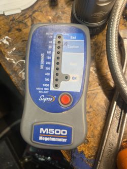 Supco M500 Megohmmeter, a battery-operated electronic insulation tester