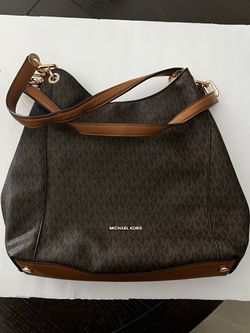 Michael Kors Brown Signature Logo Shoulder Bag – Gold Hardware