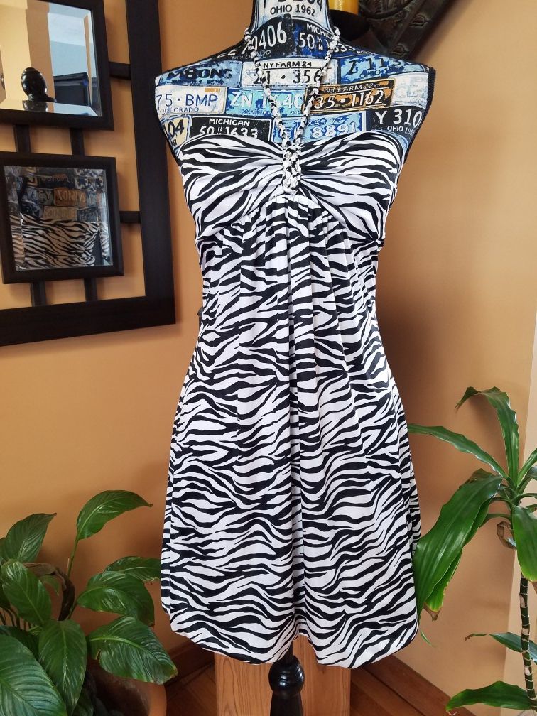 RUBY ROX BLACK & WHITE ZEBRA PRINT DRESS