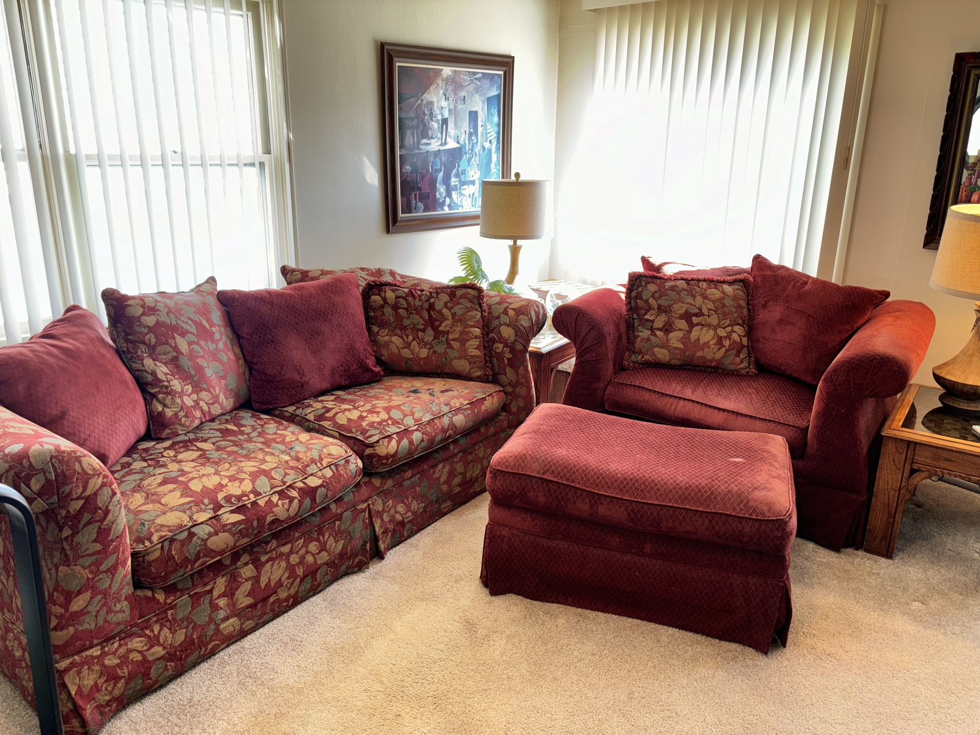 Living Room Furniture Set (Sofa & Oversized Chair W/ Ottoman)
