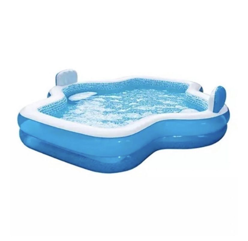 Members Mark Elegant Family Pool 10 Feet Long 2 Inflatable Seats with Backrests