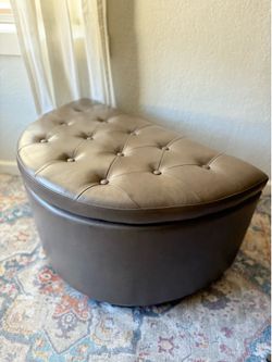 Tufted Half-Round  Storage Bench / Ottoman