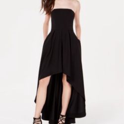 Speechless Junior Women's Black Strapless Stretch High-Low Gown Dress 7